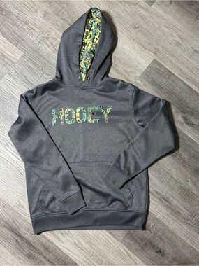Hooey Gray Hooded Sweater with Green Camo Accents
